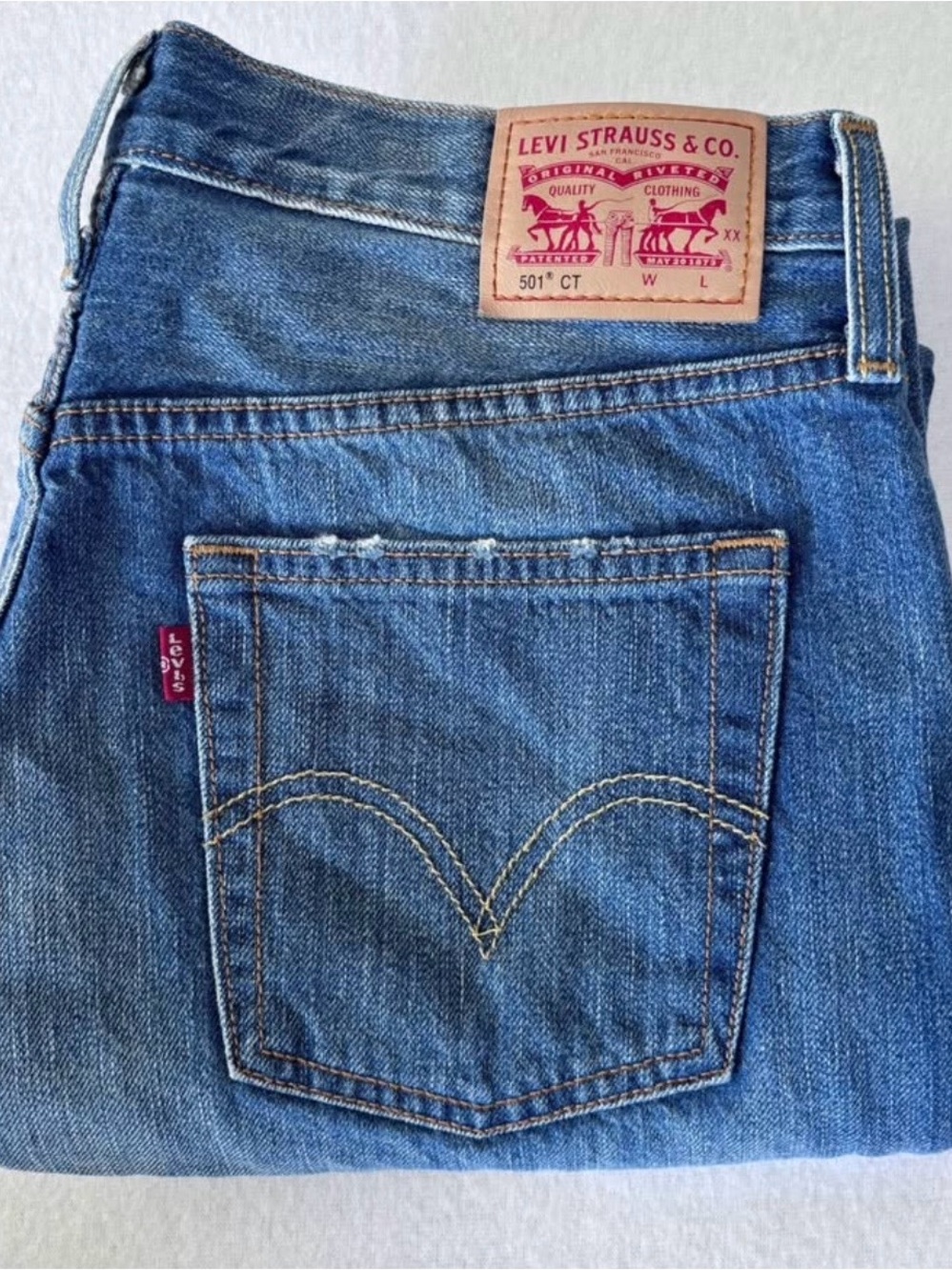 Levi's Blue Denim Jeans with Tan Patch